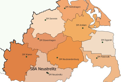 Einsatzgebiete der Straßenmeistereien im Amtsbereich Neustrelitz © strassen-mv