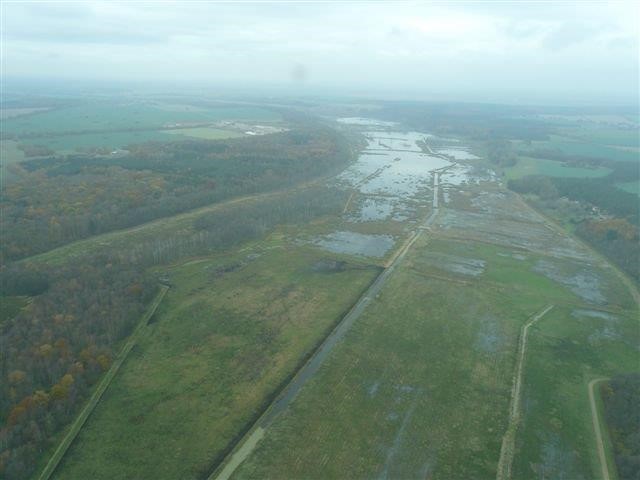 Schrägluftbild: Vernässungsflächen im Großen Landgraben