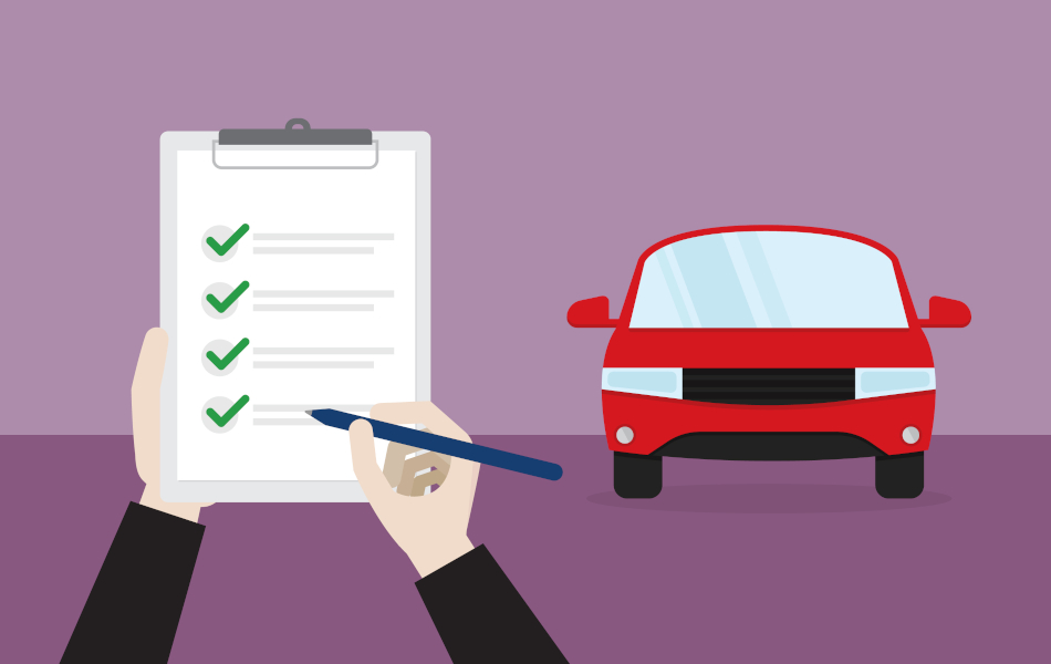 Ein Auto besteht eine Kontrolle.