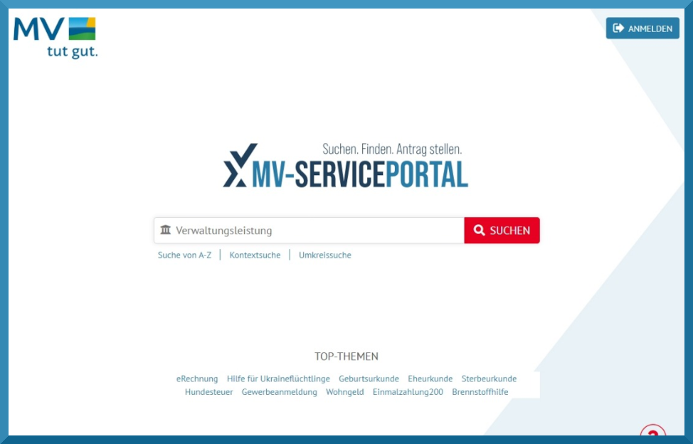 Symbolbild Startseite MV-Serviceportal https://www.mv-serviceportal.de/