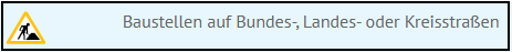 Gelbes Baustellenschild, das eine Baustelle auf Bundes-, Landes- oder Kreisstraßen symbolisiert.